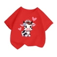 thumbnail image 1 of Shirts Girls Leisure Printed Round Neck Short Sleeve Tee Loose Casual Tops Girls' Tops, Tees Red 6 Years-8 Years, 1 of 4