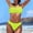 Yellow, variant on Women's Ribbed Bandeau Bikini Set Spaghetti Strap Top High Waist Bottom Simple Summer Swimwear for Leisure Vacations Hot Pink XXL