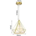 thumbnail image 4 of Lámpara colgante industrial Stoex de 25 cm, lámpara de techo con pantalla en forma de diamante, cuerda ajustable, color dorado, 4 of 5