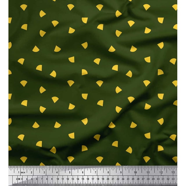 Soimoi Green polyester Crepe Fabric Nachos & Salsa Food Print Fabric by Yard 52 Inch Wide