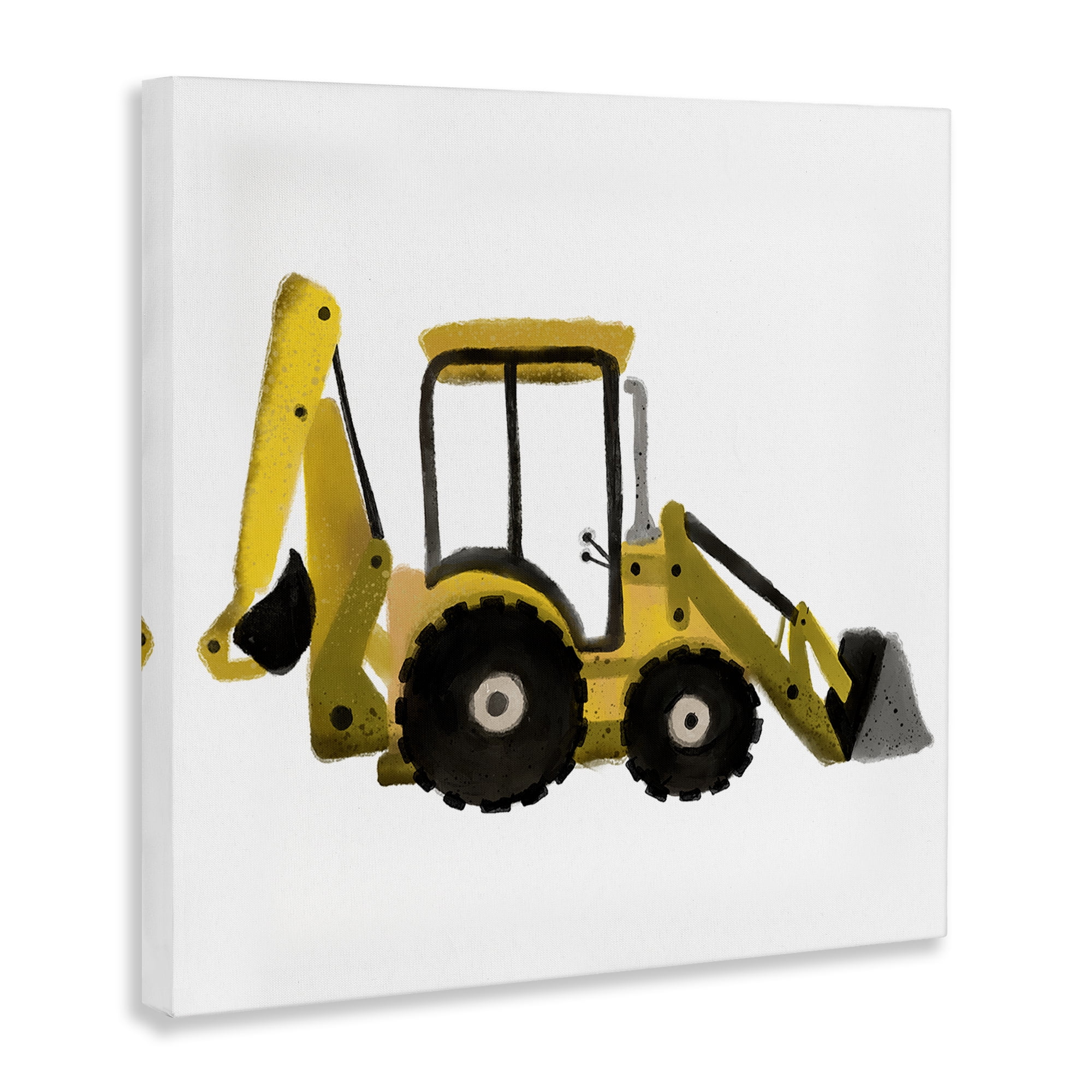 Stupell Industries Yellow Simple Bulldozer Transportation Painting Wrapped Canvas Art Print Wall Art, 30 x 30