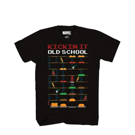 - Deadpool 8 Bit Video Game Kickin It Old School Taco Adult Mens T-shirt Black