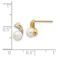 thumbnail image 3 of 14K Yellow Gold Earring Button Women'S Diamond Round Pearl Freshwater 9 mm 7, 3 of 3