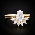 thumbnail image 3 of Diiro Pear Cut Moissanite Engagement Ring Set for Women, 2-Piece 10K Vermeil Yellow Gold Bridal Wedding Ring Set with Marquise Curved Band, Anniversary Gift, 3 of 5