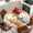 White Orange, variant on Fall Thanksgiving Round Tablecloth, Fitted Table Cover with Elastic for 55"-60" Round Tables, Orange White Pumpkin Maple Leaf Table Cloth Outdoor Indoor Dinning Party Waterproof Tablecloths