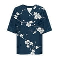 thumbnail image 5 of Jjayotai Summer Tops for Women Clearance, V Neck Button Down Short Sleeve Casual Blouses, Fashion Floral Print Loose Fit Shirts, Womens Tshirts Multicolor^24 S, 5 of 5