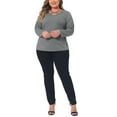 thumbnail image 2 of Agnes Orinda Women's Plus Size Tops Tshirts Cross V Neck Casual Long Sleeves Blouse Top 3X Grey, 2 of 6