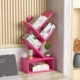 thumbnail image 5 of LEYAOYAO Zigzag Tree Book Shelf, 5 Tier Black Tree Bookshelf,Desktop Bookcase, Modern Desk Display Storage Bookshelf for Study, Pink, 5 of 8