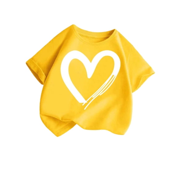 HAiming Girls Summer T Shirts Short Sleeve Printed Cute Trendy Tee Vacation Workout Kids Tops Solid Color Casual Scoop Neck Blouses