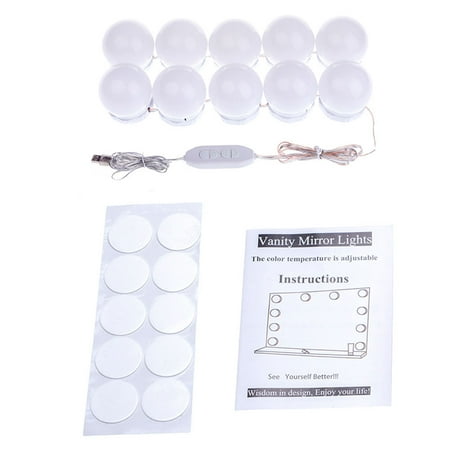 

Mpeace Adhesive 5V USB LED Home Bathroom Makeup Mirror Vanity Light Dimmable Bulb Lamp