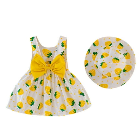

TAIAOJING Girls Dress Kids Strawberry Princess Toddler Hat Dress Print Baby A-Line Dresses Clothes Outfit 5 7 9 11
