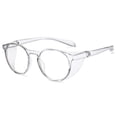 thumbnail image 5 of Gafas de seguridad redondas con estilo antivaho, protectores laterales, protección ocular UV, gafas de bloqueo de luz azul HD, cómodas gafas de laboratorio transparentes (blanco), 5 of 5