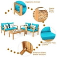 thumbnail image 6 of Costway 8PCS Patio Furniture Set Acacia Wood Thick Cushion Loveseat Sofa Turquoise, 6 of 9