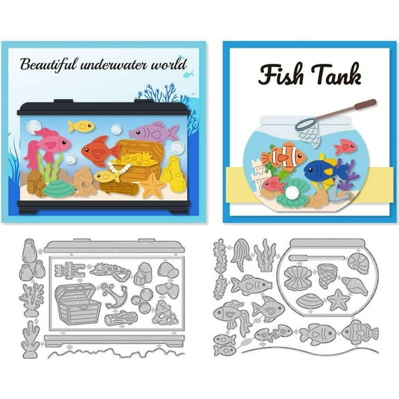 1 set Fish Tank Die Cuts Carbon Steel Die Cuts Cutting Dies Frame for Card Making Party Greeting Embossing Invitation Photo Album Stencils Scrapbooking Embossing Template Dies