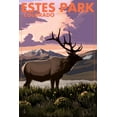 thumbnail image 3 of Estes Park Village, Colorado - Elk & Sunset - Lantern Press Poster (12x18 Gallery Wrapped Stretched Canvas), 3 of 8