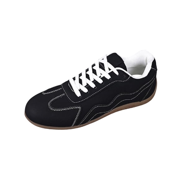 QWKLEAJ Women’s Low Top Lace Up Retro Sneakers, Soft Suede Round Toe Gum Sole Casual Dress Shoes for Women Daily Walking Street Fashion Trainers Black 7