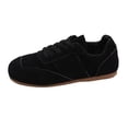 thumbnail image 2 of Domzle Women Faux Suede Lace-Up Fashion Sneakers Non Slip Tennis Sneaker Shoes Comfortable Athletic Sneakers Lightweight Walking Shoes Black, 2 of 5