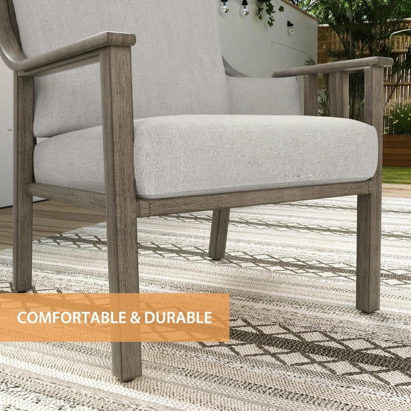3-Piece Patio Bistro Set, All-Weather Aluminum Outdoor Conversation Set Includes 1 Side Table and 2 Cushioned Armchairs
