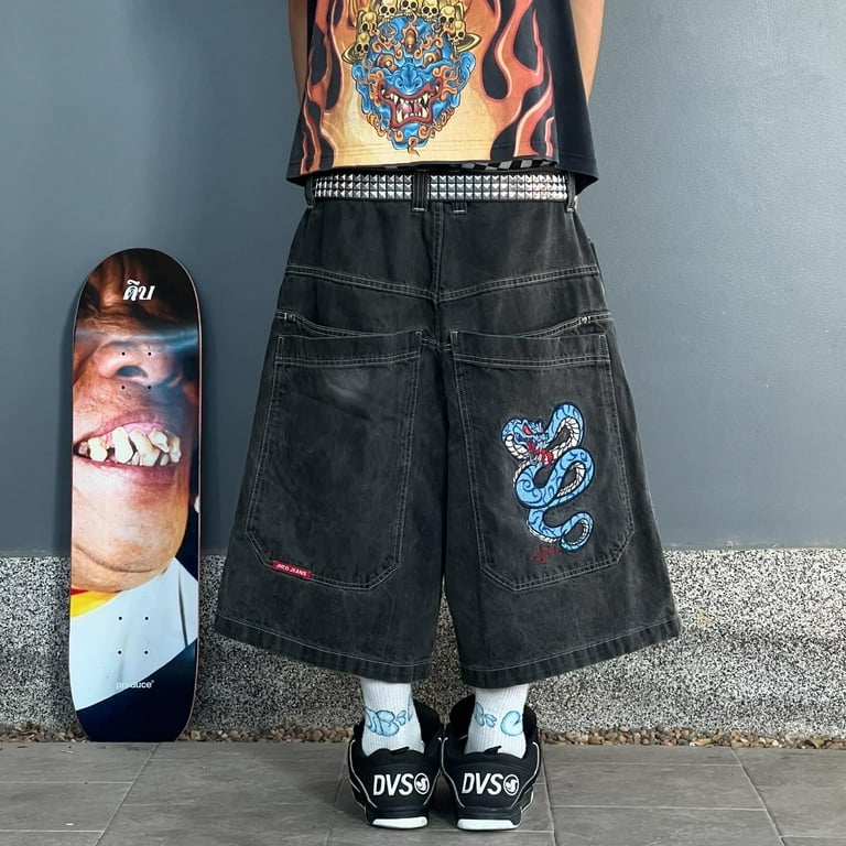 Y2K New Hip Hop Baggy Jeans Retro Pattern Summer Denim