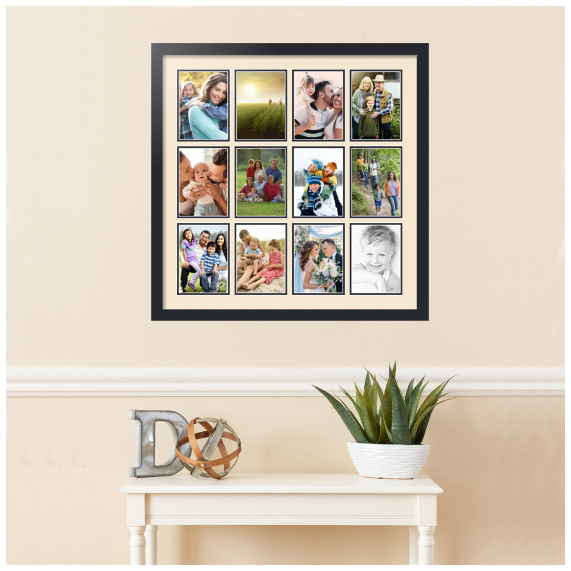 ArtToFrames Collage Photo Picture Frame with 12 - 5x7 Openings, Framed in Black with Alabaster and Black Mats (CDM-3926-234)