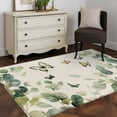 thumbnail image 3 of 3x5 Area Rugs, Eucalyptus Leaves Non-Skid Rubber Backing Large Rectangle Rugs - Living Room Bedroom Home Office, Spring Summer Botanical Sage Green Rustic Indoor Floor Mat Carpets Washable Rug, 3 of 9