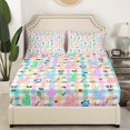 thumbnail image 2 of Erosebridal Cartoon Rabbit Fitted Sheet Set Queen,Colorful Geometric Buffalo Fitted Sheet Queen,Easter Decor,Ultra Soft,3pcs(No Top Sheet), 2 of 6
