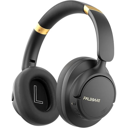Noise Cancelling Headphones, Bluetooth Headphones Over The Ear Headphones Wireless Bluetooth with Mic, 80H Playtime, Deep Bass, Comfort Fit, Portable Lightweight Headphones for Travel, Home