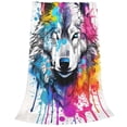 thumbnail image 2 of Zufioo Cool Colorful Wolf Fleece Blanket Queen Size,Plush Bed Blanket,Ultra Soft Throw Blanket,Plush Fuzzy Cozy Blanket Perfect for Bed,Couch-40"x30", 2 of 7