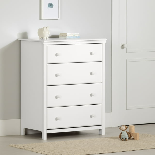 Commode 4 tiroirs, fini Blanc solide, collection Cotton Candy de Meubles South Shore