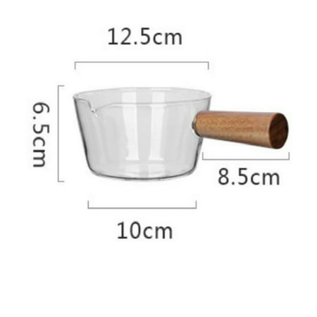 

Homeex Side Handle Transparent Household Glass Pot Acacia 400ML