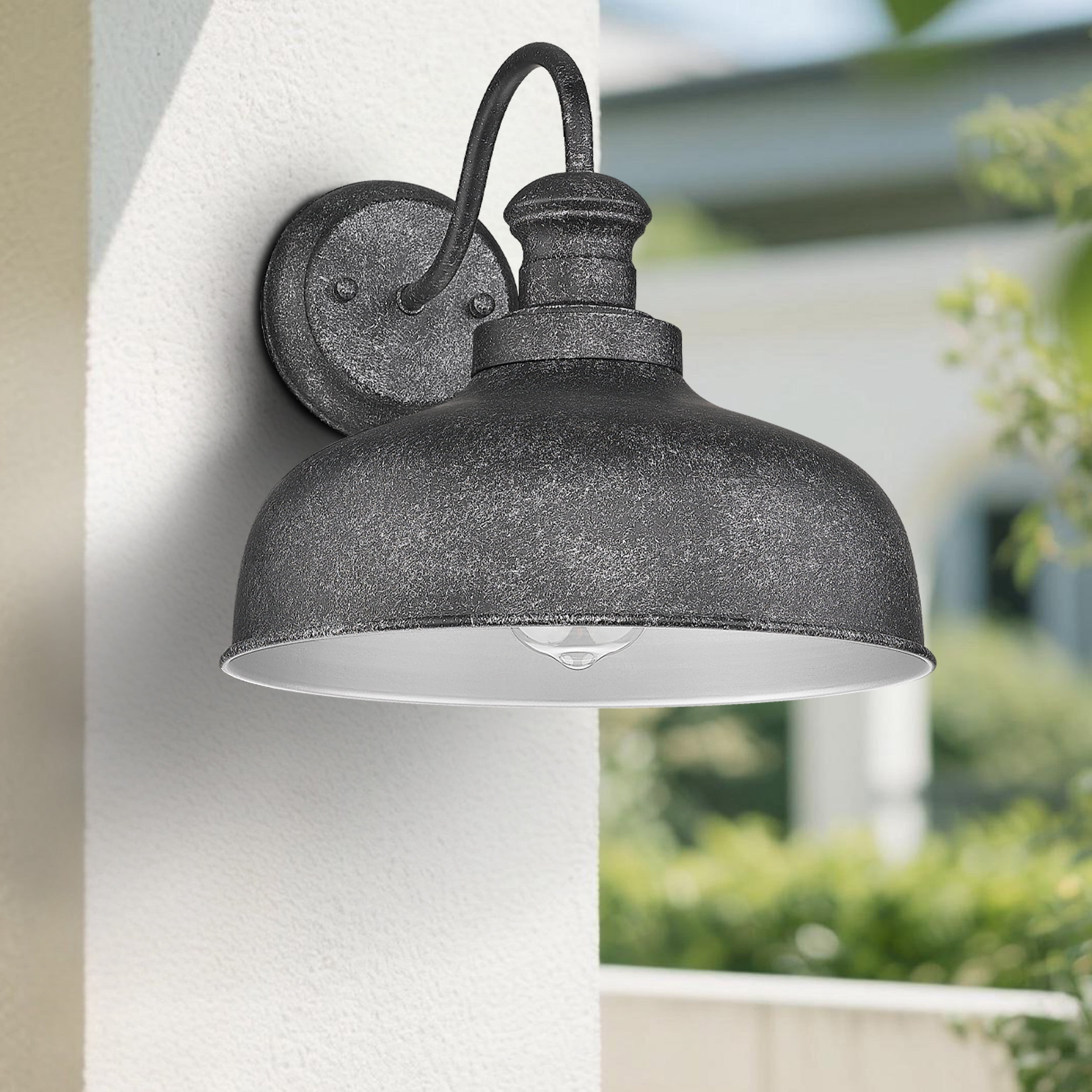Outdoor Barn Light for Farmhouse, Anti-Rust 11.5 Inch Dome Exterior Wall Mount Lights Fixture ,Weather Resistant Outdoor Wall Sconce Lighting for Porch, Garage, Patio, Entryway(Antique Silver,,2Pack)