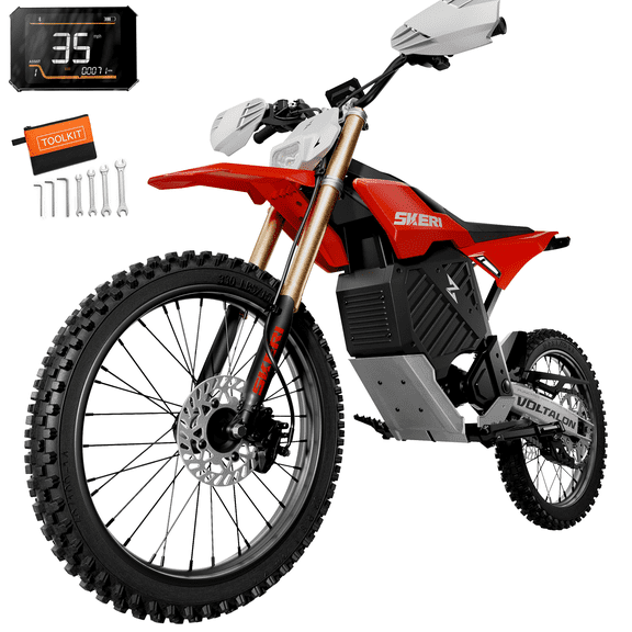 Skeri Electric Dirt Bike for Adults, 19"/17" Fat Tire 3000W (Peak 6500W) 72V 30AH Battery 50MPH Hydraulic off-Road Age 16 