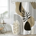thumbnail image 6 of Polyester Fabric Brown Boho Geometric Shower Curtain, Country Retro Abstract Lines Leaves Waterproof Bathtub Curtain Bathroom Decor Set with Hooks 60 x 72 Inches, 6 of 6