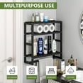 thumbnail image 3 of Bamworld Over the Toilet Storage Rack, 3 Tier Bathroom Organizer Shelf Over Toilet, Freestanding Space Saver Toilet Stands Floating Shelves Wall shelf Rustic Bamboo Shelves for Storage （Black）, 3 of 6