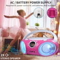 thumbnail image 3 of Reproductor de CD Boombox Singing Wood 030BTL con Bluetooth - Rosa, 3 of 6