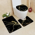 thumbnail image 4 of Bathroom Products Shower Nozzle Marble Patterned Bathroom Floor Mat Toilet Cover Three Piece Set, 4 of 7