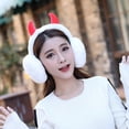 thumbnail image 4 of New in Winter Ear Muffs Women Soft Plush Thicken Outdoor Warmer Ear Protection Fashion Cute Little Devil Horn Foldable Earflaps (Khaki), 4 of 7