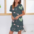 thumbnail image 4 of Women'S Nightgowns Short Sleeve Polyester Round Neck Striped Printing Cute Loose Breathable Soft Flowy Nightwear Trendy Style, 4 of 6