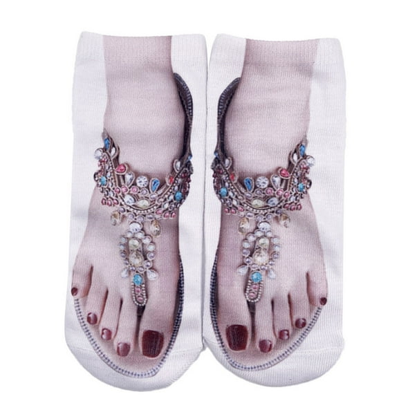 Multi-color Stockings 3D Pattern Manicure Print Socks Funny Hidden Running Socks Women Personalized