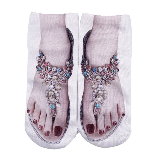Kelon Stockings On Sale Polyester Long Socks 3D Pattern Manicure Print Socks Funny Hidden Running Socks Women Personalized