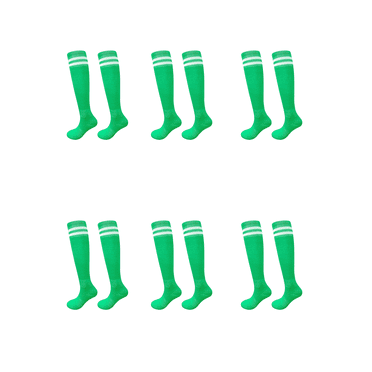 AUQ 6Pcs Soccer Socks,Enhanced Muscle Support Youth Soccer Socks,Secure Grip Soccer Shin Guards for Soccer Enthusiasts,Green
