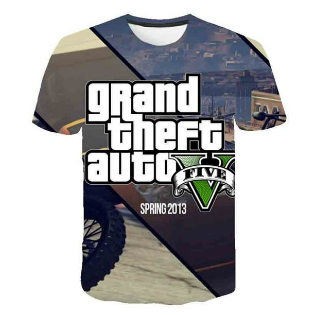 Juego para niños GTA 5 Camiseta Niños para niña Niño Niñas Niños Imprimir 3D Camisetas Niño Bebé Tops Ropa GTA 5 Camiseta Clothes4T Gao Jinjia LED