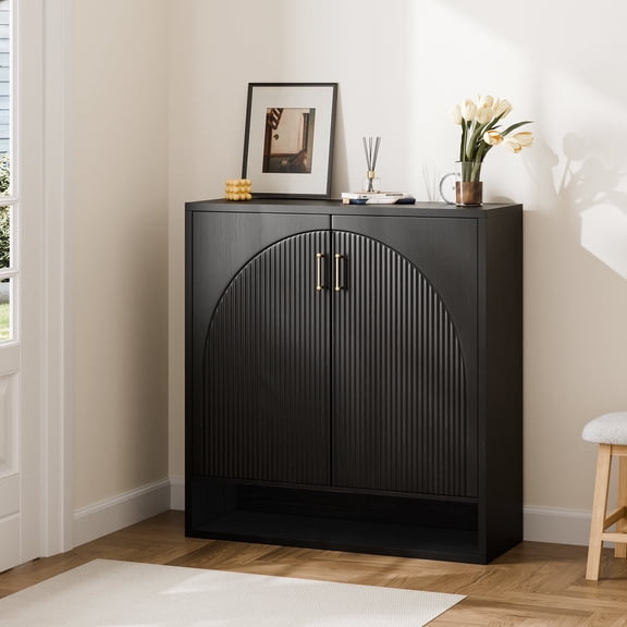 24 Pair Shoe Storage Cabinet with Adjustable Shelves, Hidden Shoe Organizer for Entryway, Foyer, Hallway Ebony Black