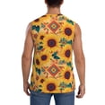 thumbnail image 4 of Lsque Bohemian Sunflower Print Men's Cotton Blend Sleeveless Muscle Shirts (S-3XL)- Moisture Wicking, Odor Protection, UPF 30+,Medium, 4 of 8