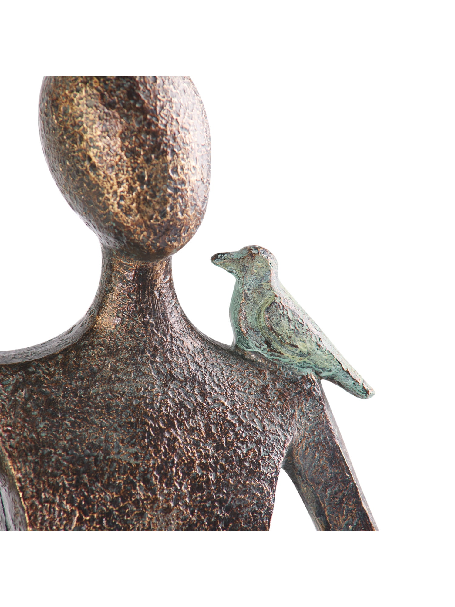 ART & ARTIFACT Zen Woman with Bird Sculpture Indoor/Outdoor Accent