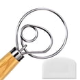 thumbnail image 1 of Batidor de masa danés Batidor de pan estilo holandés para cocinar masa madre Cocina con batidor de masa danesa de acero inoxidable Mezclador de pan 13 "" y raspador de masa, 1 of 7