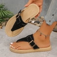 thumbnail image 4 of Rokment Women's Flat Flip Flops Sandals Beach Casual Suede Buckles Waterproof Soles Platform Gladiator Thongs Dress Slip on Slides Summer Vacation Black Size 5.5, 4 of 7