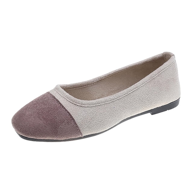 Casual Shoes For Women, Color-Block Canvas Slip-On Flats with Round Toe and Soft Sole for Spring and Summer, Large Sizes Available