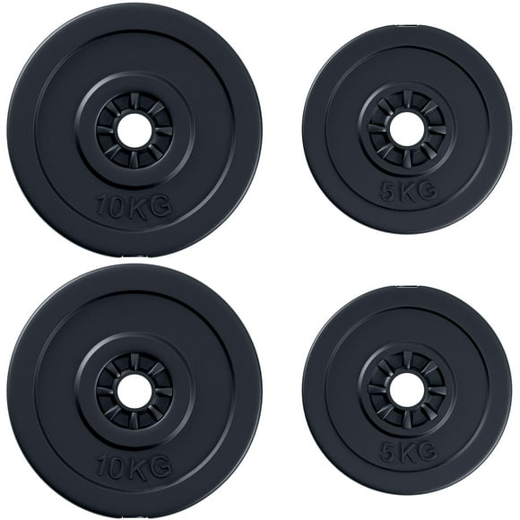 Soozier 4pc Weight Plates Gym Barbell Plates Weight Dumbbell Set for Exercise Fitting Gym Body Workout Disc Weight Plate Set 2 x 11lbs & 2 x 22lbs Black