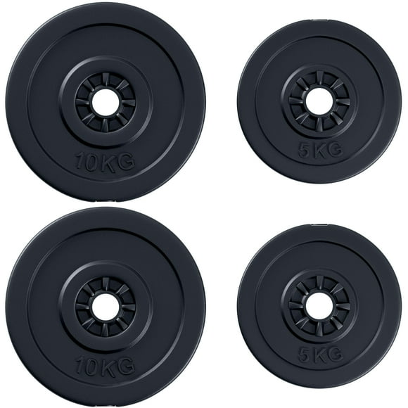 Soozier 4pc Weight Plates Gym Barbell Plates Weight Dumbbell Set for Exercise Fitting Gym Body Workout Disc Weight Plate Set 2 x 11lbs & 2 x 22lbs Black
